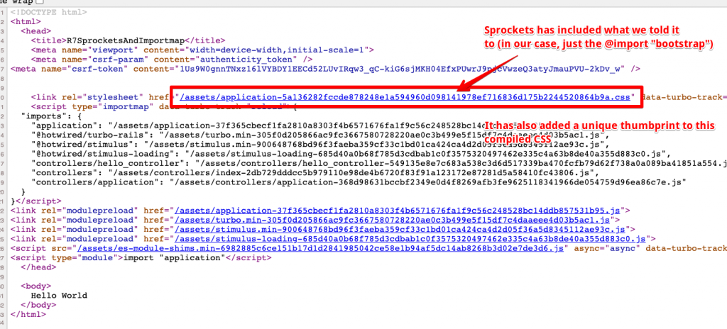 Sprockets has included what we told it to in our case just the @import statement